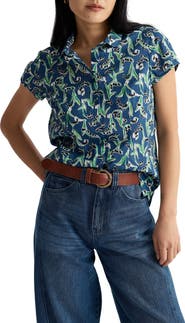 Seasalt Cornwall Rushmaker Floral Print Organic Cotton Voile Button-Up Shirt