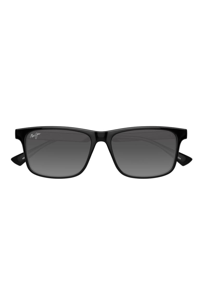 Okina 55mm Polarized Rectangular Sunglasses, Main, color, BLACK