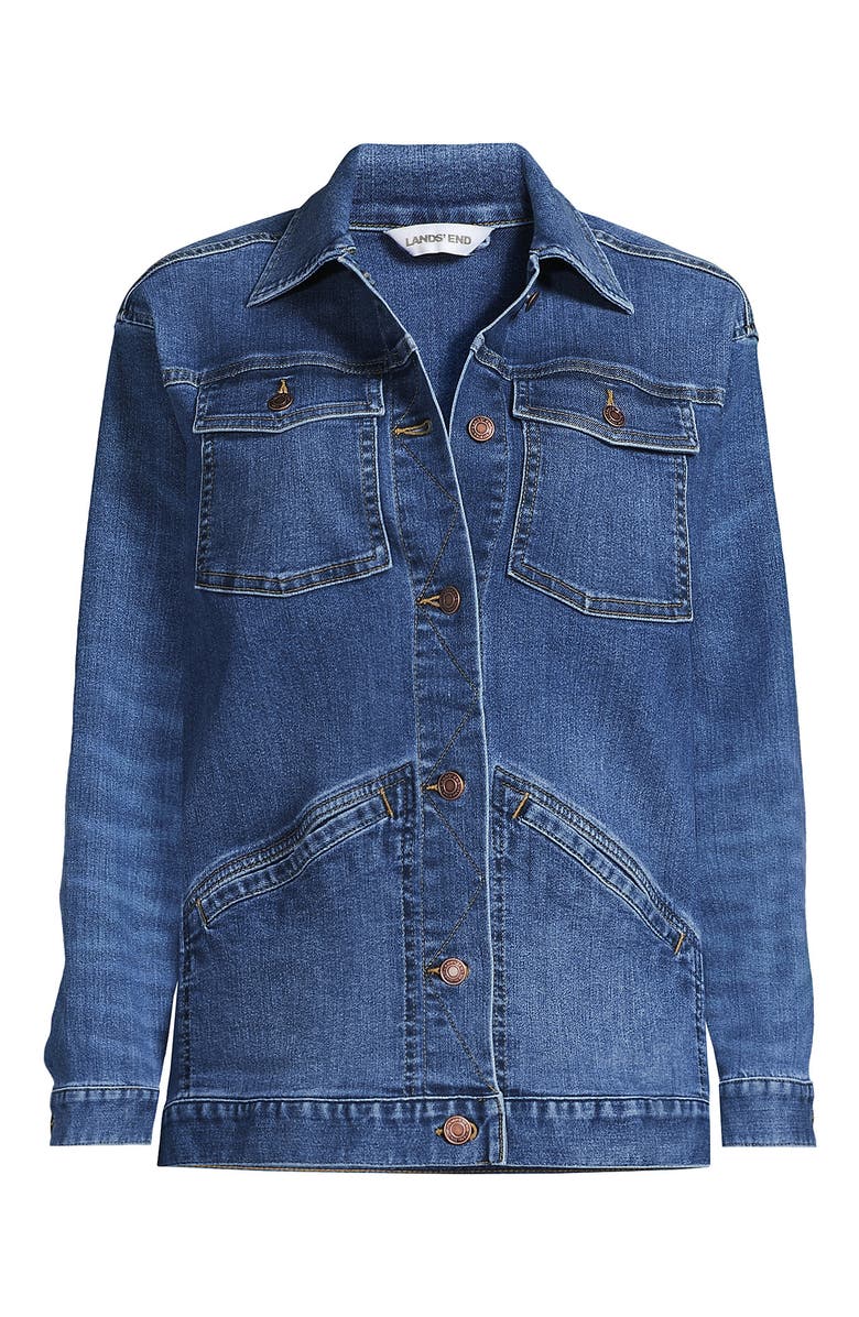 Lands' End Oversized Denim Trucker Jacket, Alternate, color, 