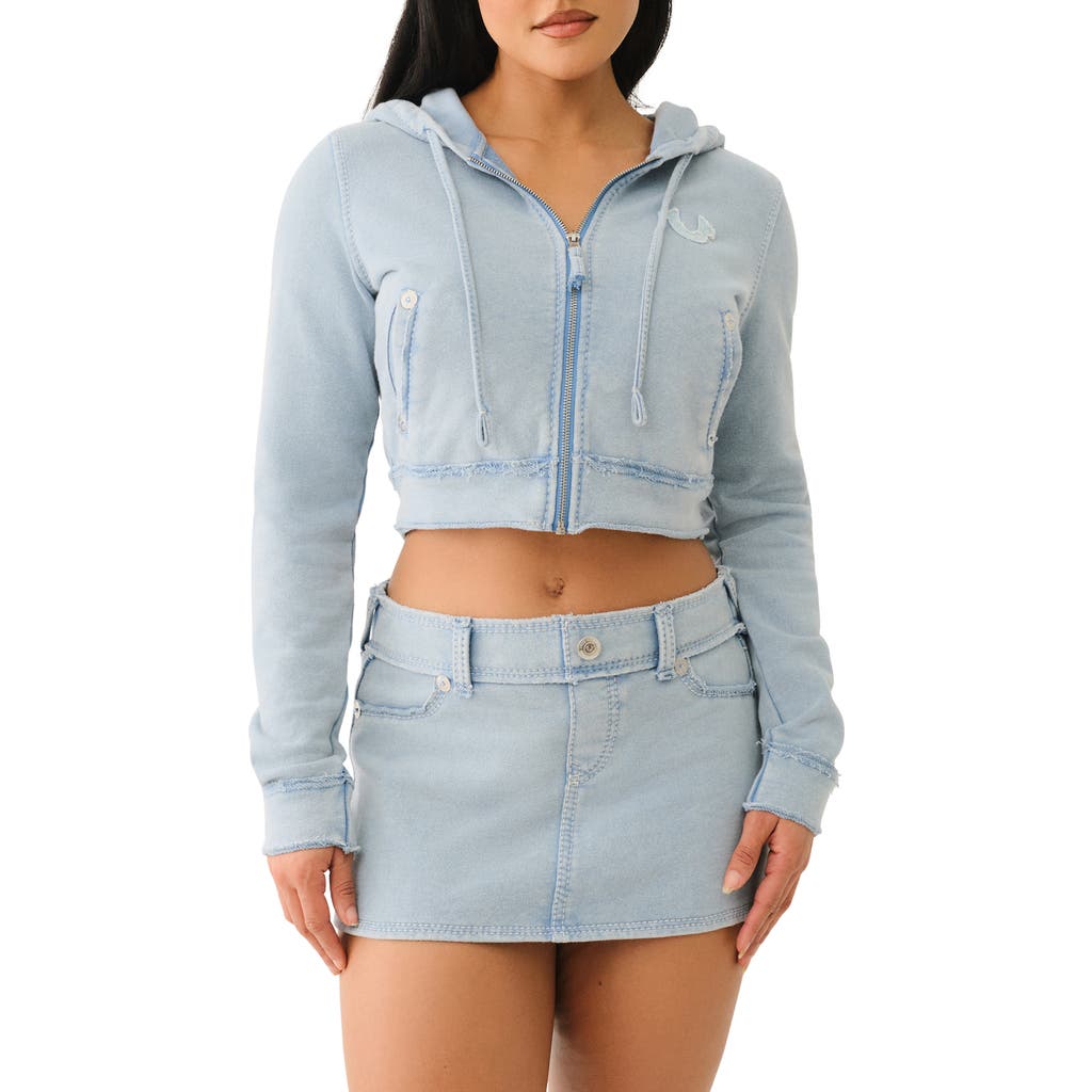 TRUE RELIGION TRUE RELIGION SHRUNKEN CROP ZIP HOODIE