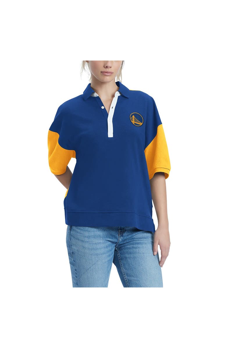 TOMMY JEANS Women's Tommy Jeans Royal Golden State Warriors Taya Puff Sleeve Pique Polo Shirt, Main, color, Royal