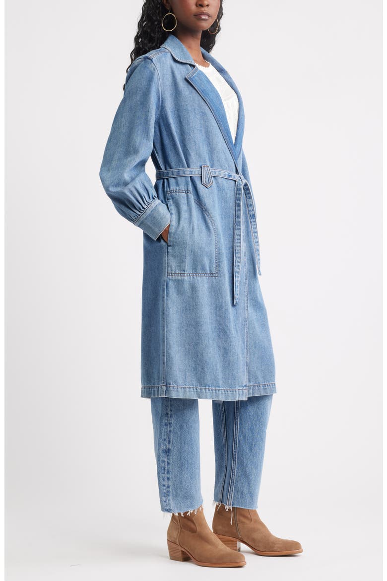 Denim Trench Coat, Alternate, color, MEDIUM WASH
