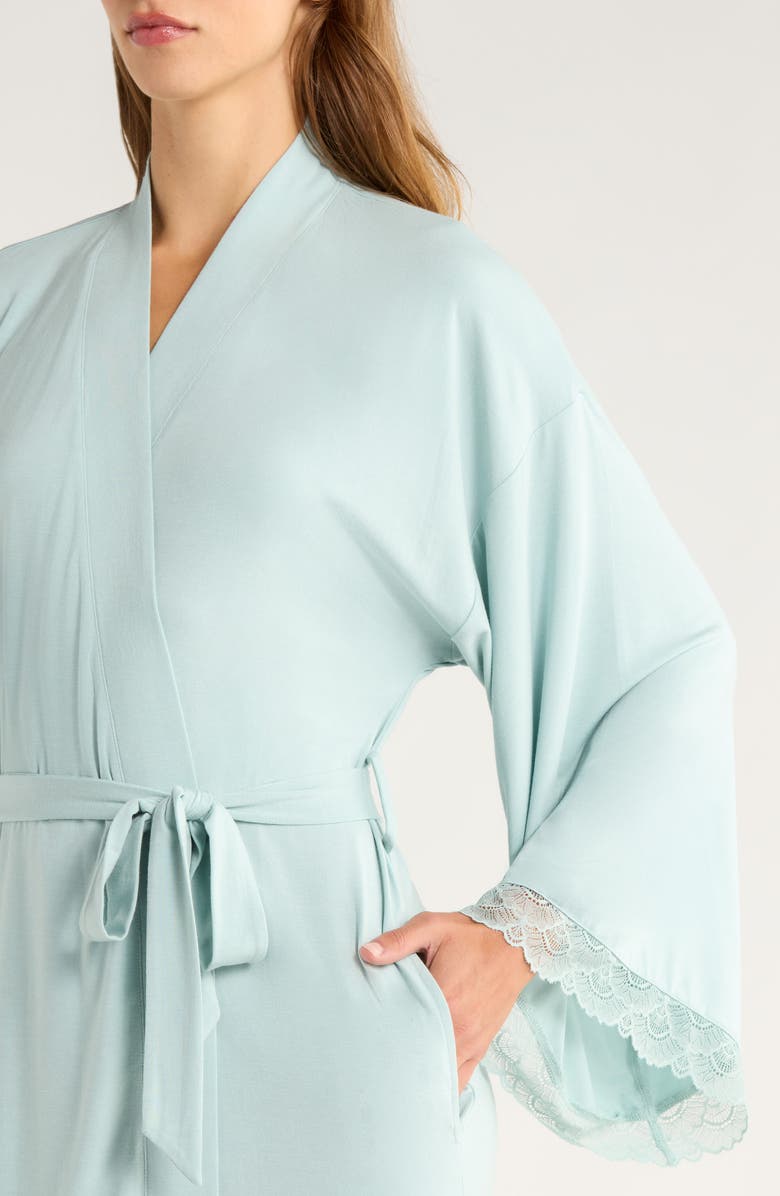 Nordstrom Moonlight Eco Lace Trim Robe, Alternate, color, Teal Mist