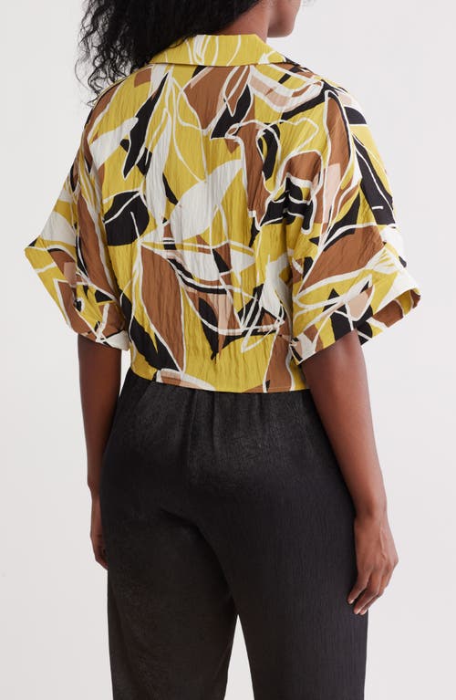 Pleione Front Tie Textured Popover Top In Multi