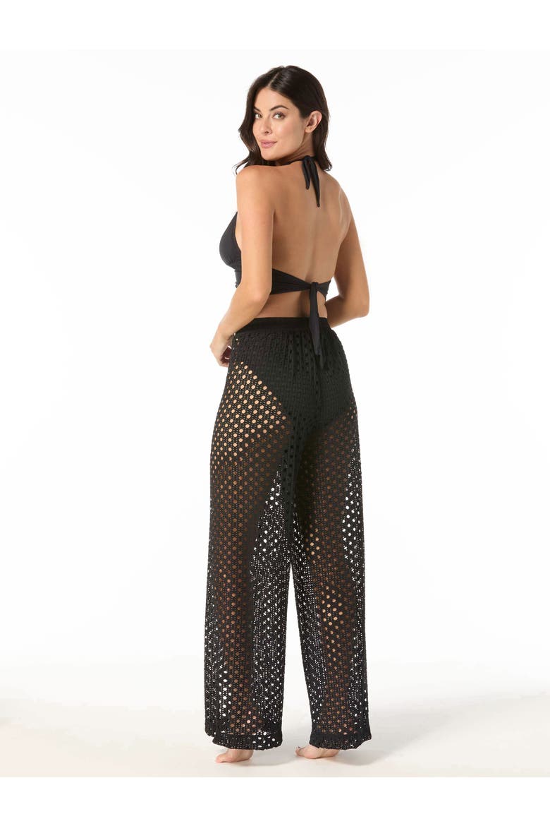 Crochet Wide Leg Pant Swim, Alternate, color, Black
