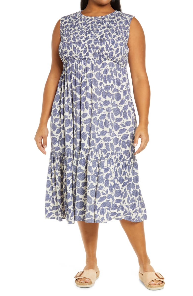 Treasure & Bond Smocked Sleeveless Midi Dress, Main, color,