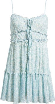 BP. Ruffle Tie Front Tiered Mini Sundress