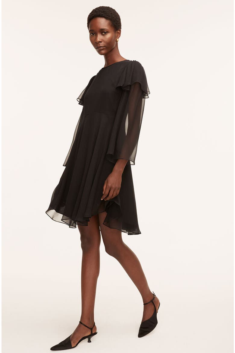 Ruffle Silk Chiffon Dress, Main, color, Black