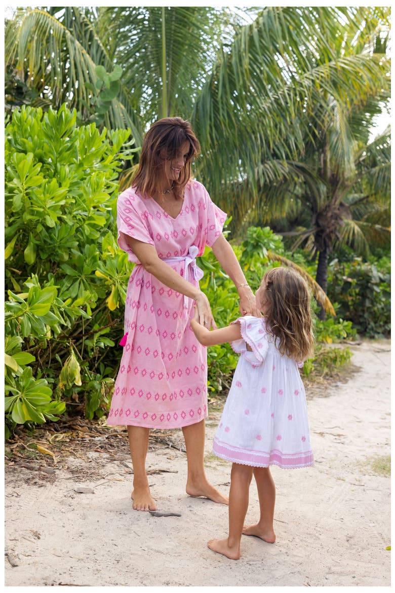 Capucine Women's Maxi Caftan Rose Embroidery, Alternate, color, Pink