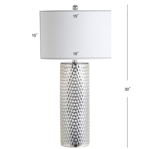 Jonathan Y Isabella 30" Glass Led Table Lamp, Silver In Silver