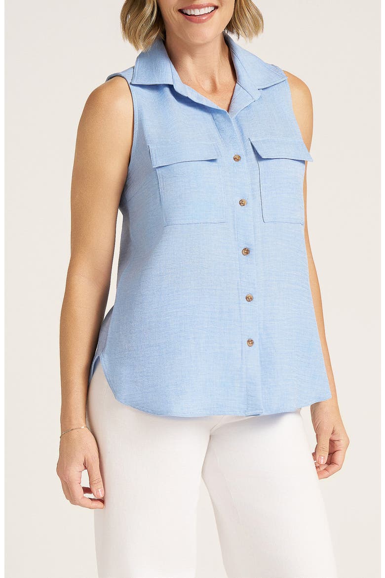 Euclid Sleeveless Button-Up Shirt, Alternate, color, CHAMBRAY