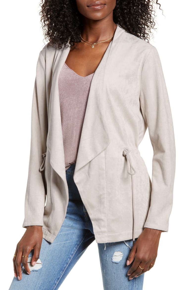 Faux Suede Drapey Jacket, Main, color, OFF THE GRID