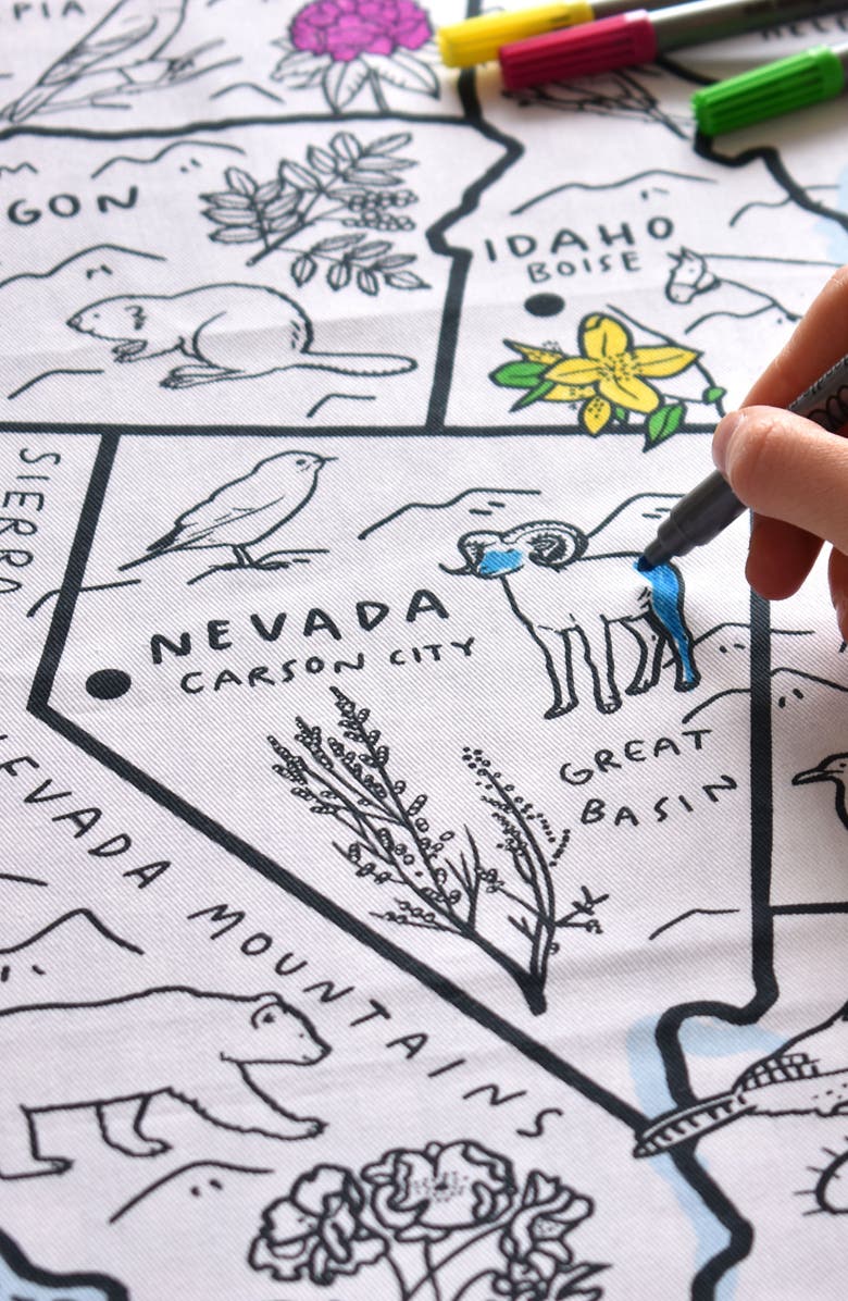 Eat Sleep Doodle United States map color in tablecloth, Alternate, color, Light Blue/Multicolor