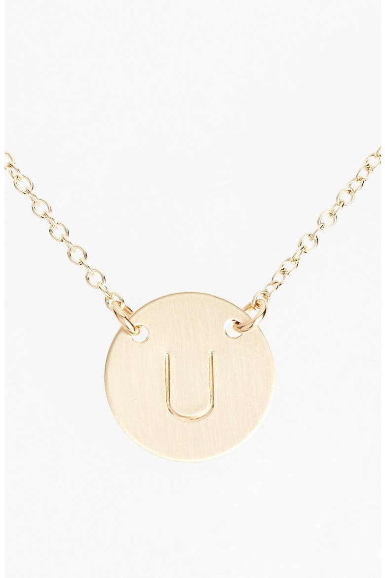 14k-Gold Fill Anchored Initial Disc Necklace, Main, color, 14K GOLD FILL U