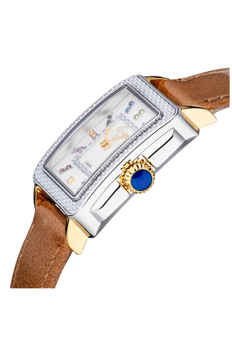 Padova Diamond Leather Strap Watch, 27mm x 30mm - 0.0116ct., Alternate, color, BEIGE