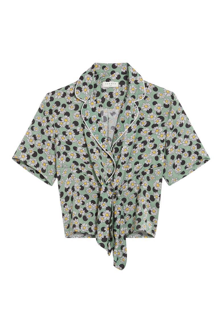 Print Tie Front Shirt, Main, color, MULTICOLOR