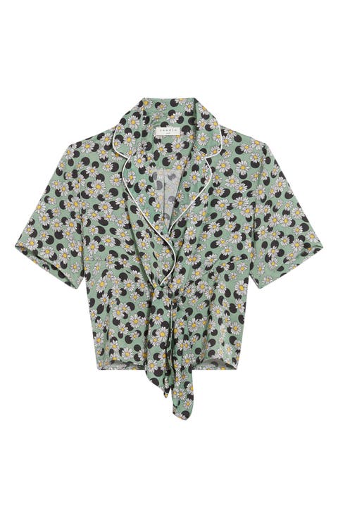 Print Tie Front Shirt