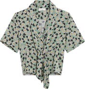 SANDRO Print Tie Front Shirt