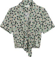SANDRO Print Tie Front Shirt