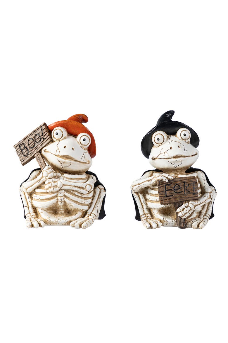 Set of 2 Halloween Resin Skull or Highland Cow Table Decor, Main, color, White