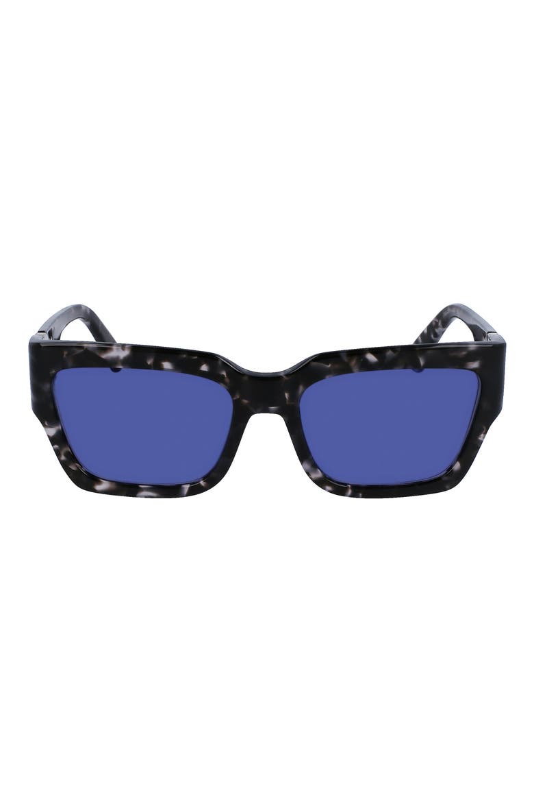 55mm Rectangular Sunglasses, Main, color, GREY HAVANA