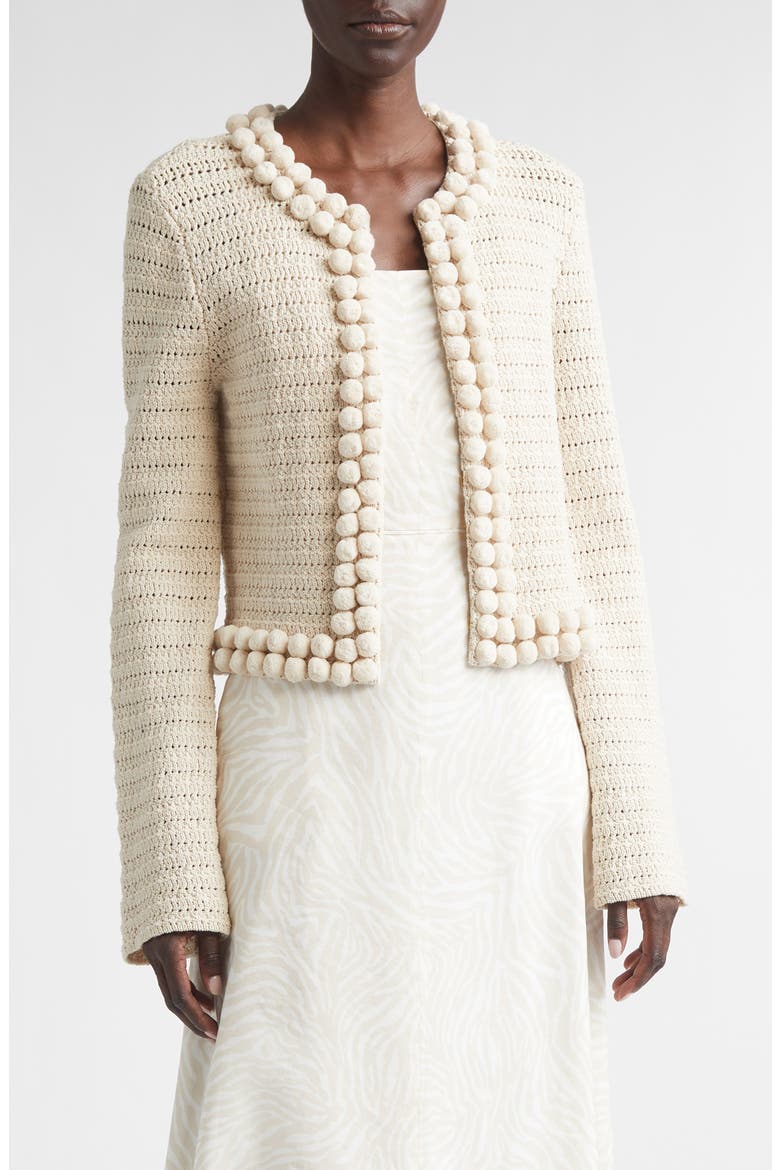 Helen Cotton Blend Crochet Jacket, Main, color, LINEN
