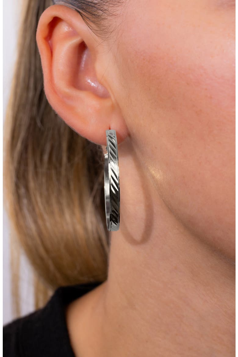 Statement Etched Hoop Earrings, Alternate, color, SILVER