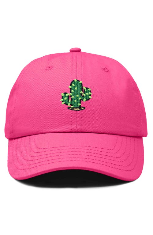 Dalix Cactus Embroidered Low Crown Cap In Hot Pink