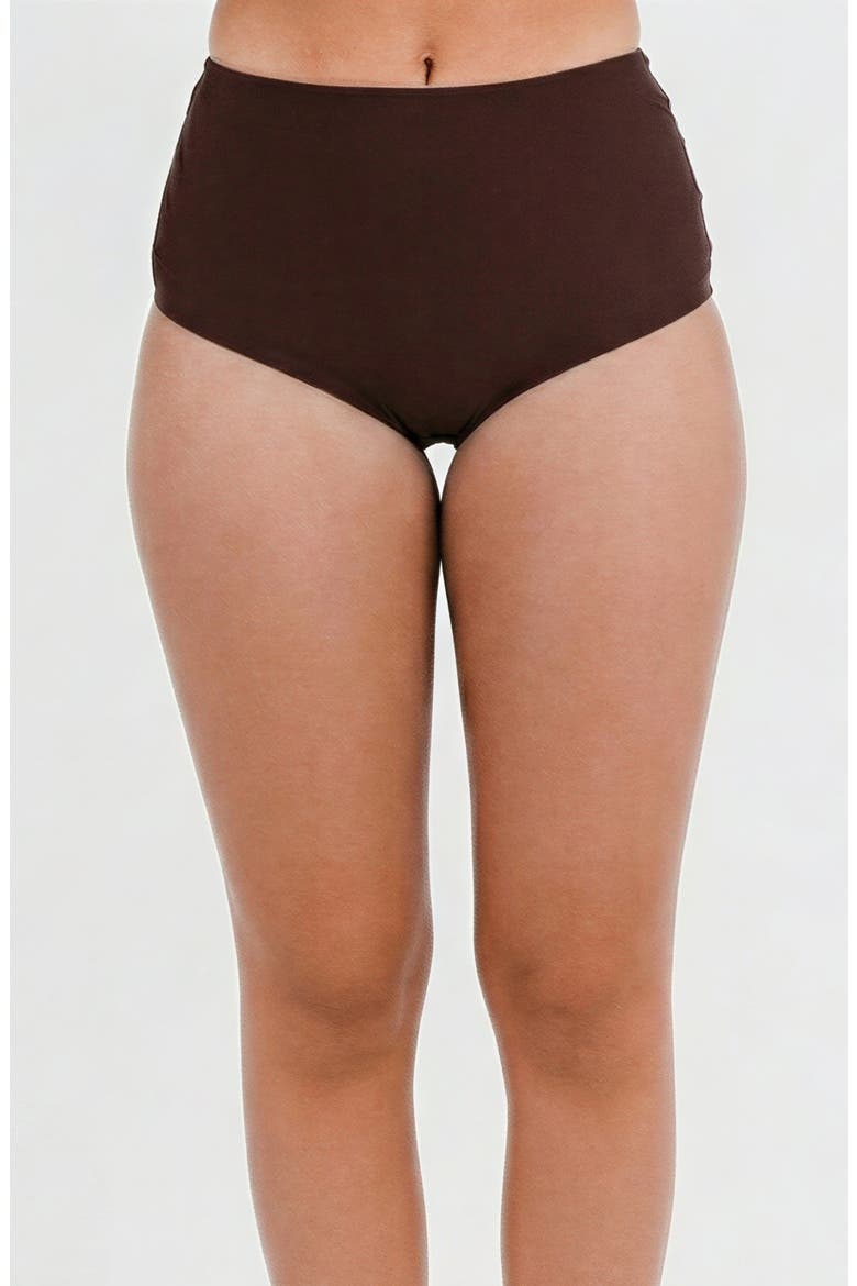 High-Waisted Bikini Bottom, Main, color, Chocolate Brown