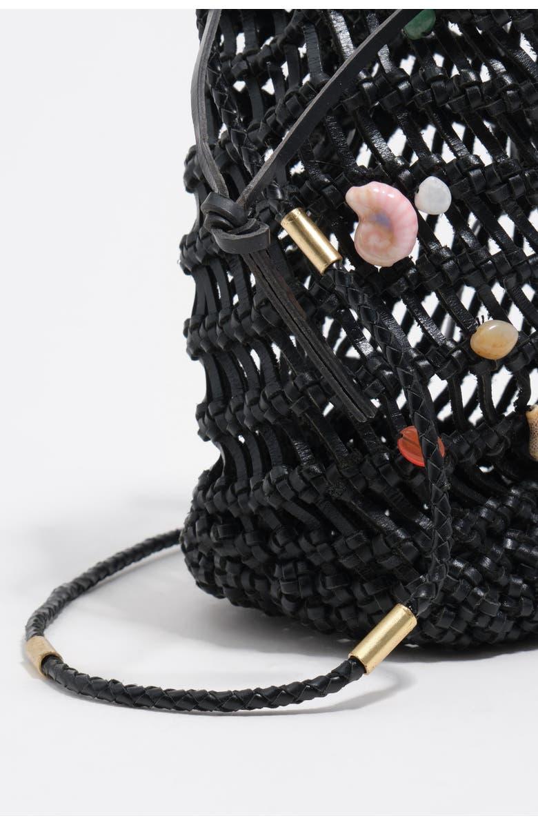 Bimba y Lola Mini Plaited Crochet Leather Bag, Alternate, color, Black