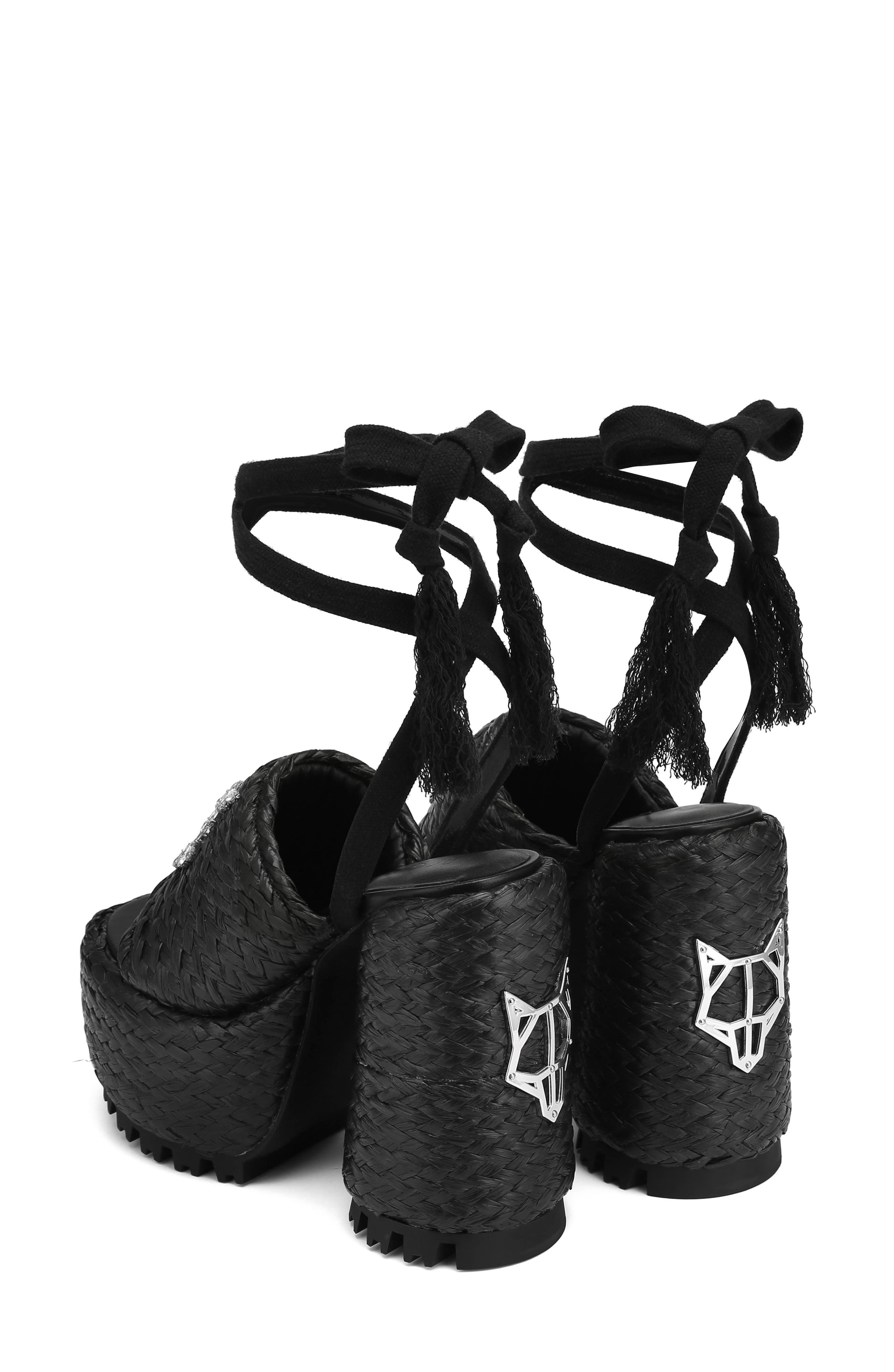 Naked Wolfe Beach Ankle Tie Raffia Platform Sandal, Alternate, color, 