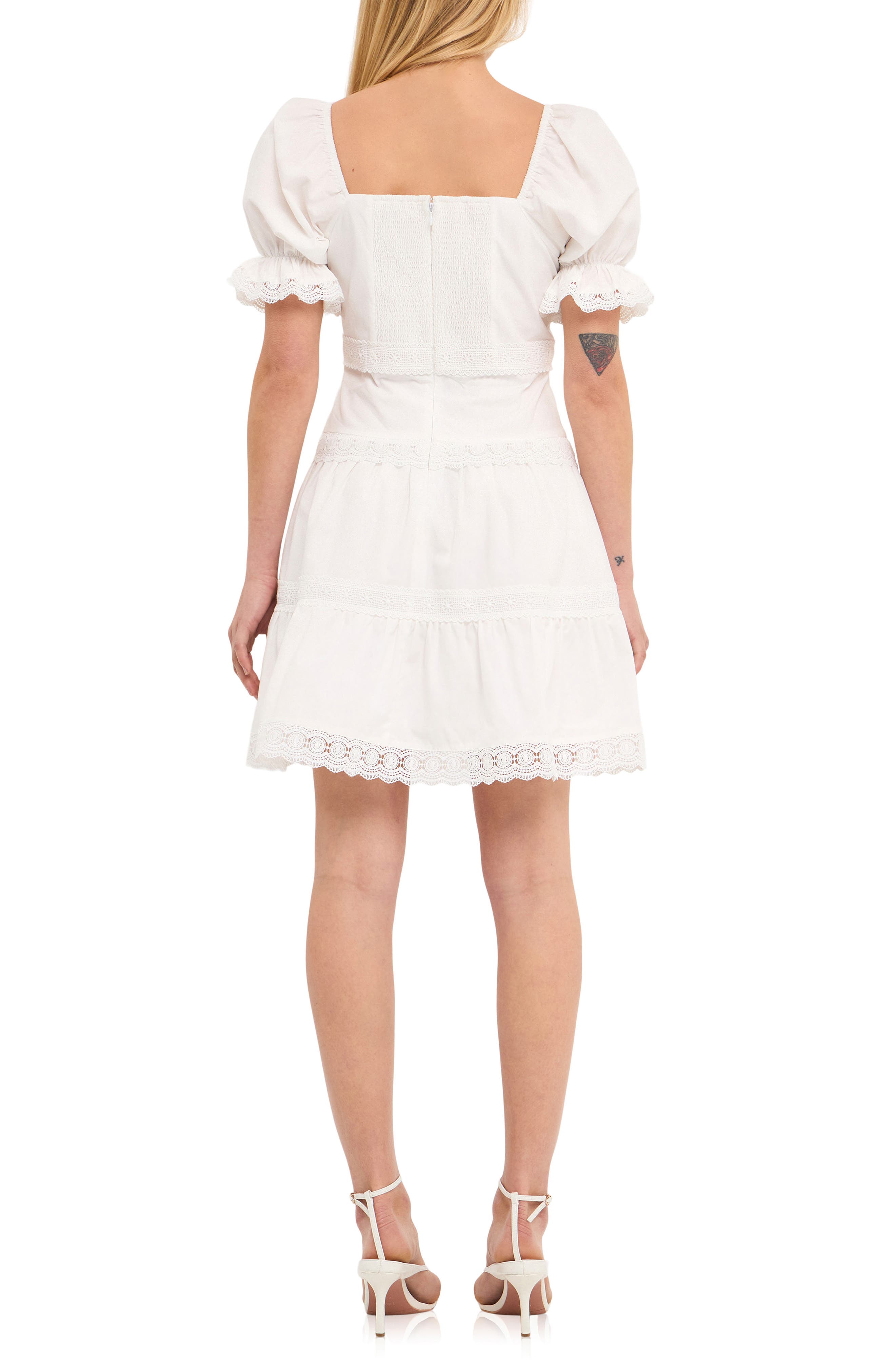 Lace Trim Puff Sleeve Minidress - image 2