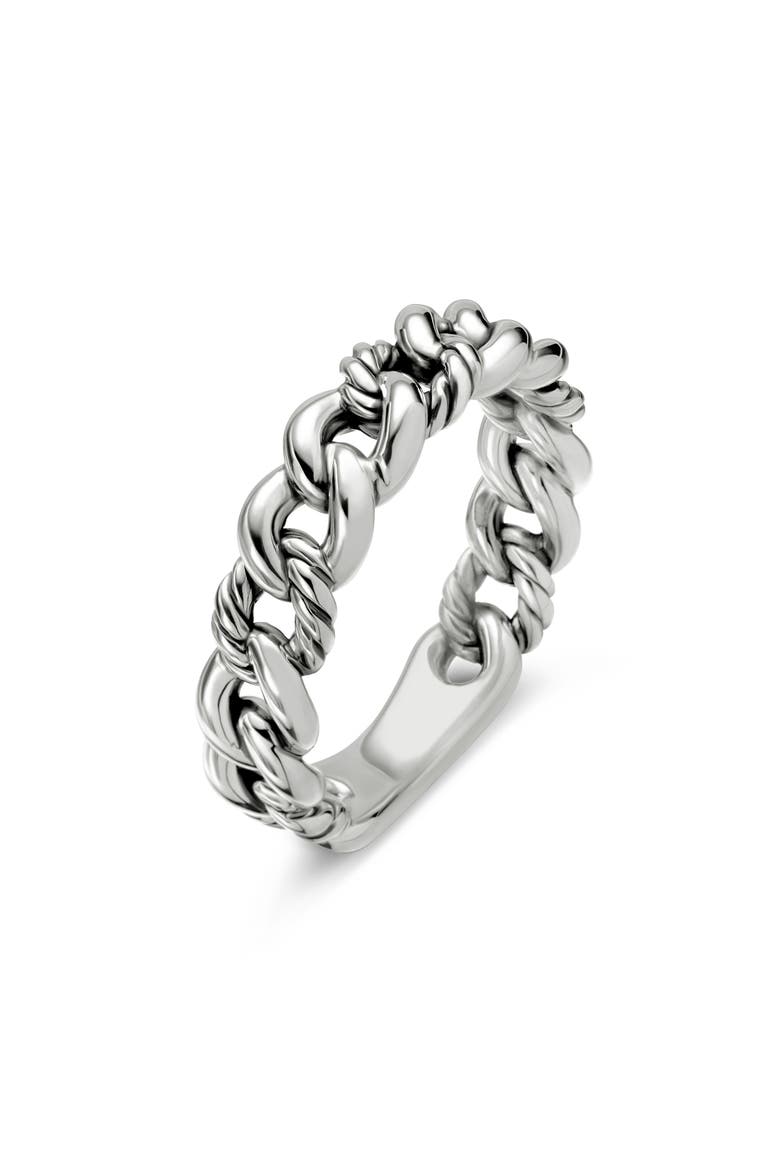 Belmont Curb Link Narrow Ring, Alternate, color, SILVER
