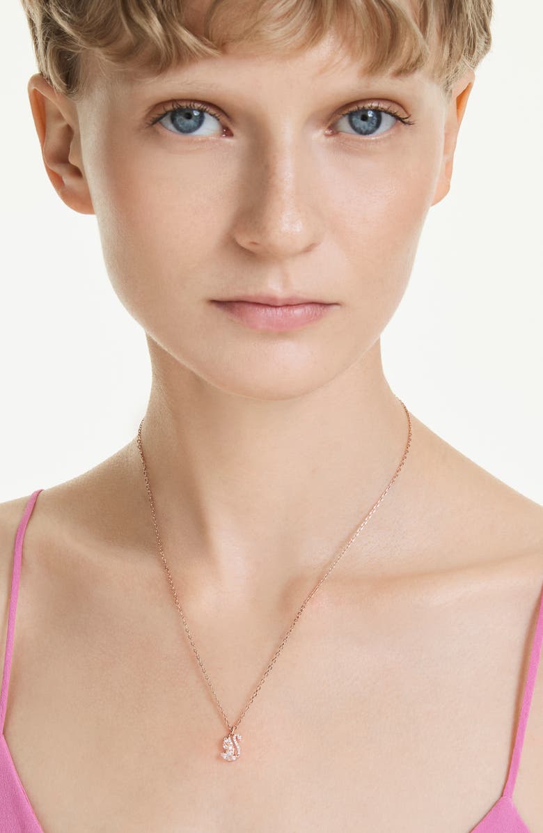 Swarovski Swan Pendant Necklace, Alternate, color, Rose Gold/ White