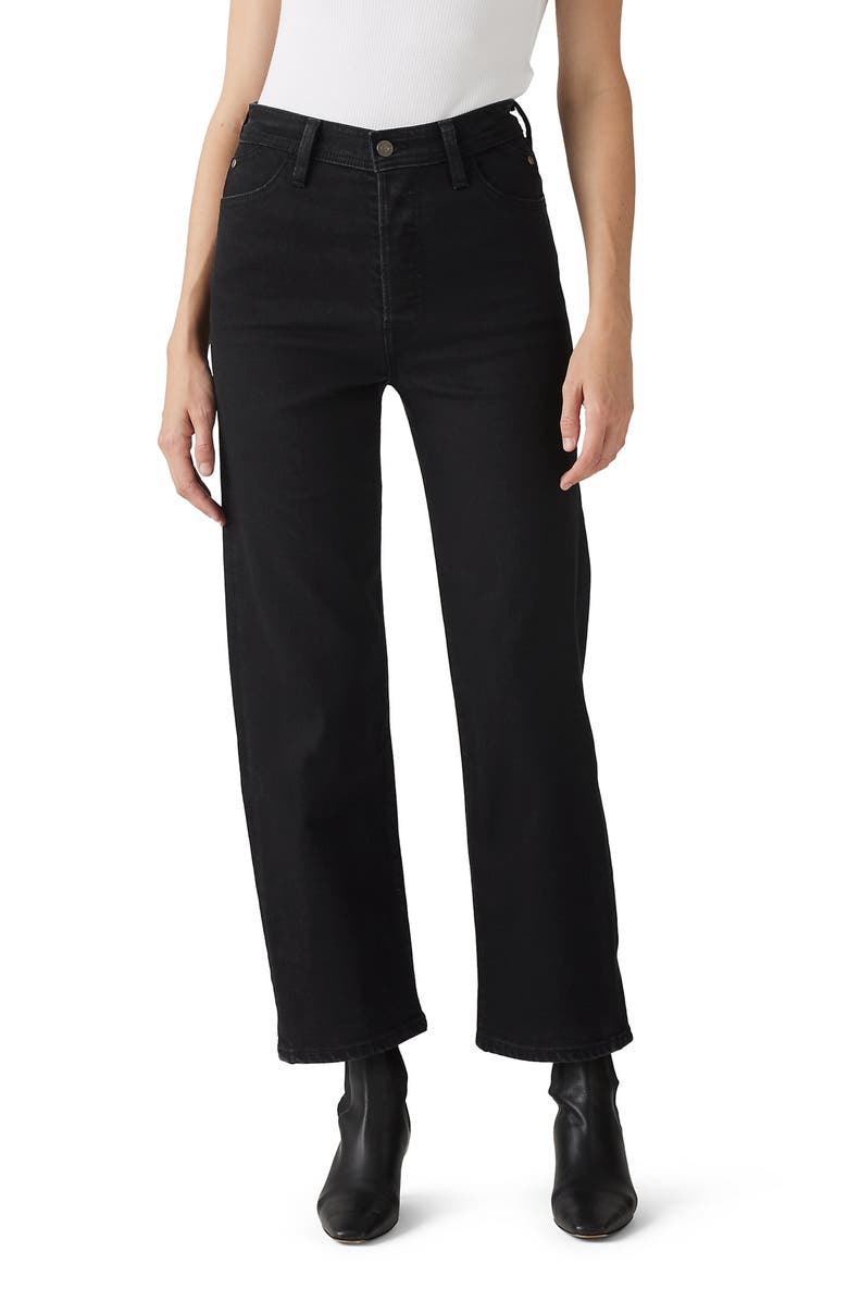 Levi's<sup>®</sup> Ribcage Riveted High Waist Ankle Straight Leg Jeans, Main, color, Flash Black