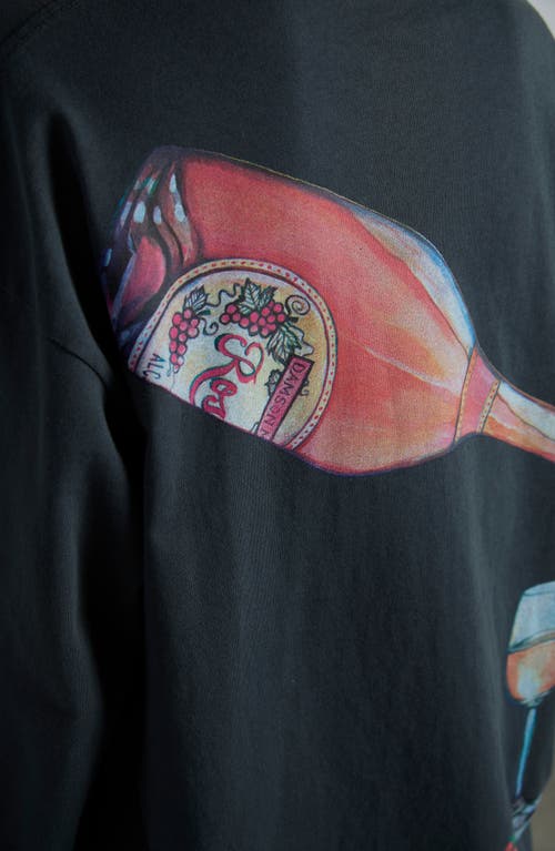 DAMSON MADDER DAMSON MADDER ROSÉ WINE LONG SLEEVE ORGANIC COTTON GRAPHIC T-SHIRT