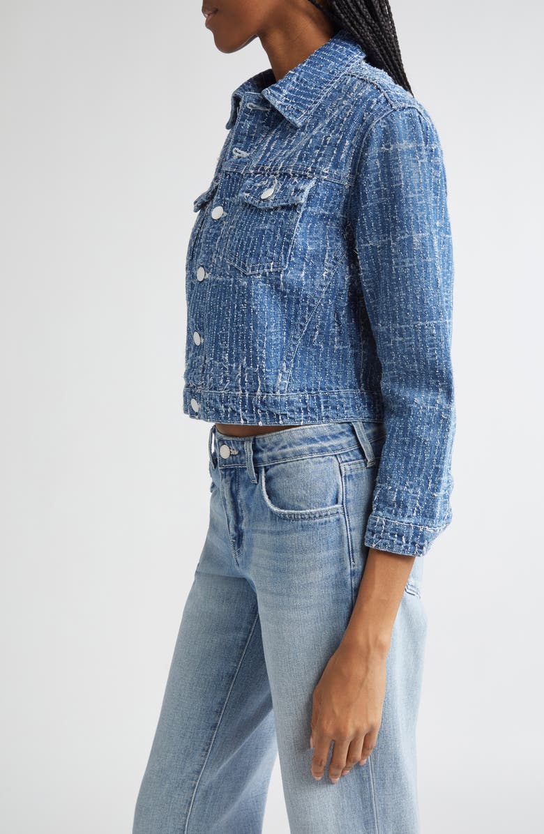 L'AGENCE Koda Crop Denim Jacket, Alternate, color, Everson