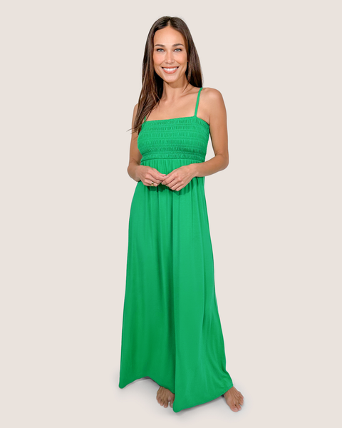 Montecito Maxi Bra-Free Dress with Smocked Bodice