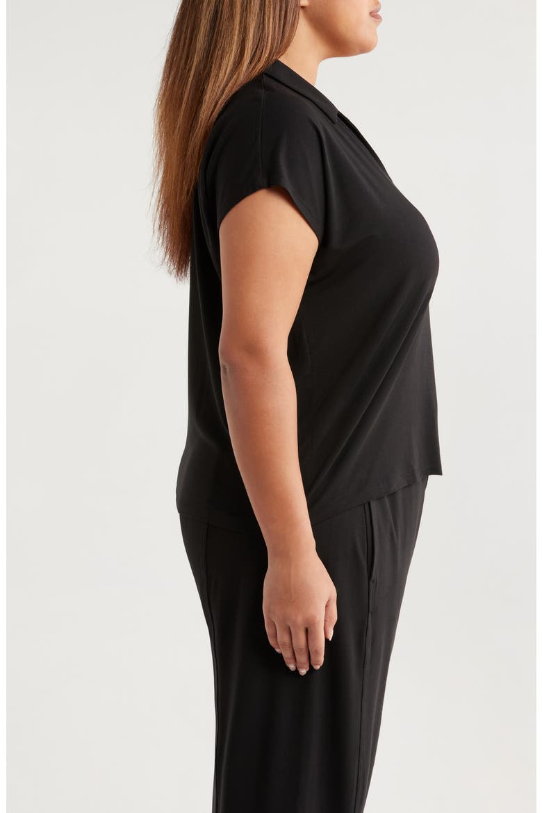 Boxy Johnny Collar Jersey Top, Alternate, color, BLACK
