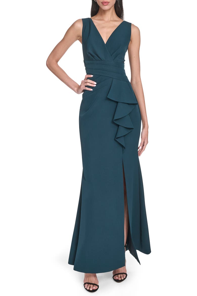 Laguna Ruffle Mermaid Gown, Main, color, HUNTER