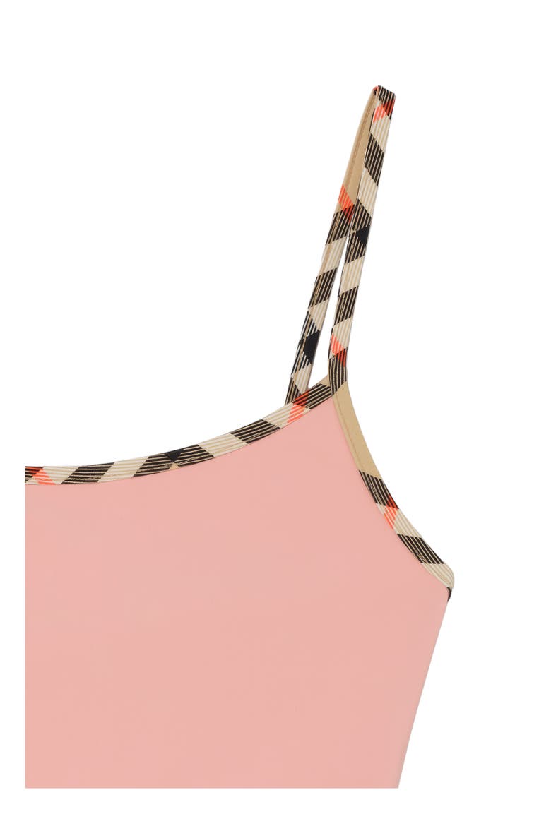 Check Trim Swimsuit, Alternate, color, Begonia pink