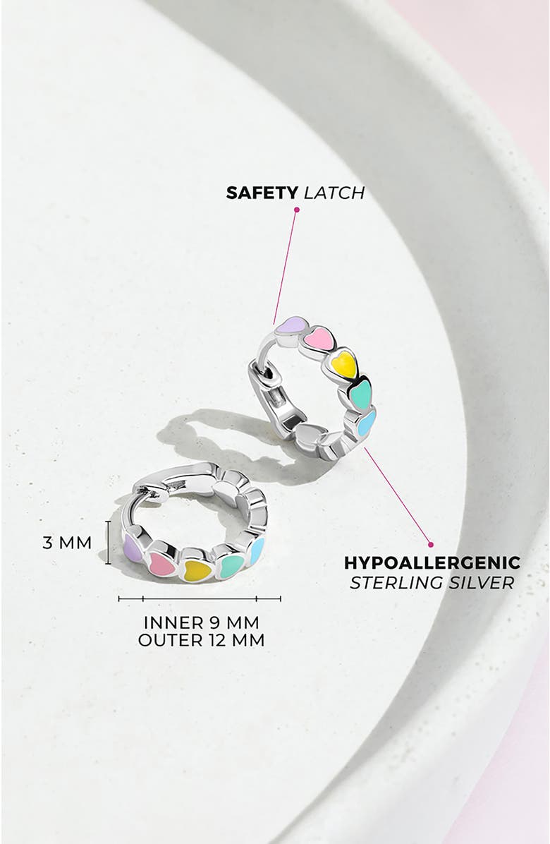 In Season Jewelry Heart Cascade Huggie Hoops, Alternate, color, Multi-Color