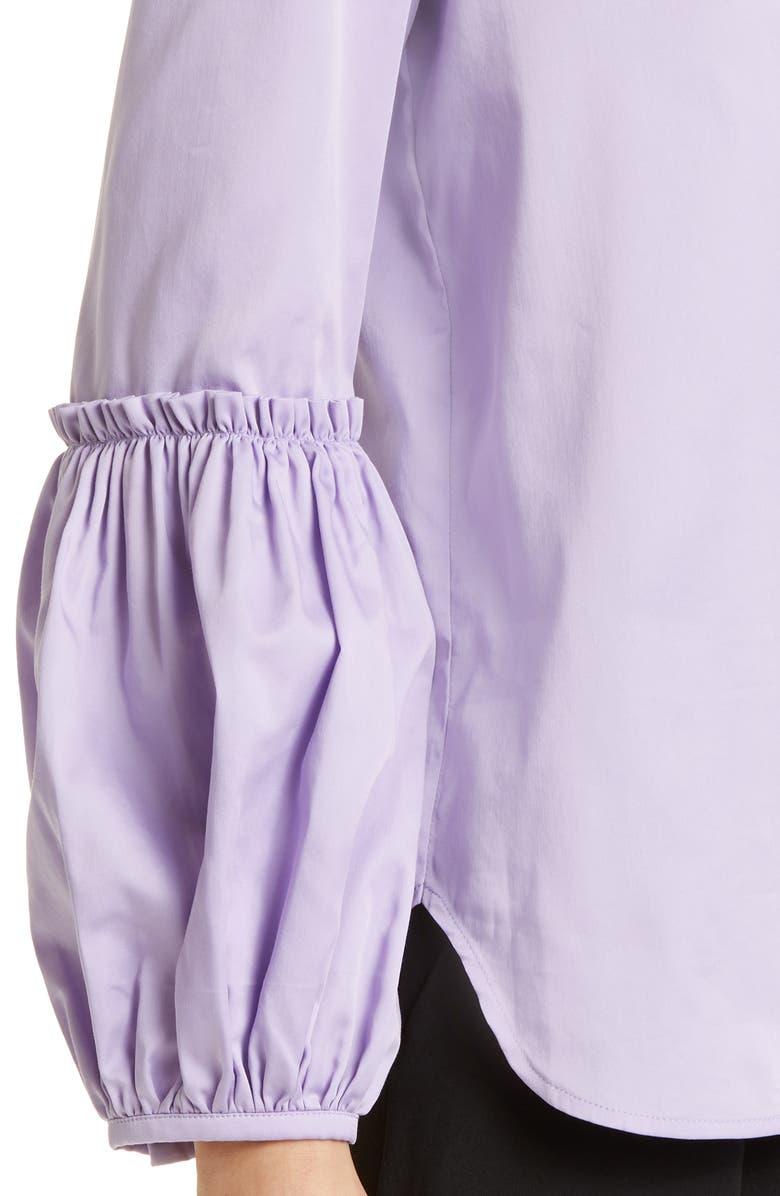 Misook Gathered Puff Cuff Cotton Blend Blouse, Alternate, color, 