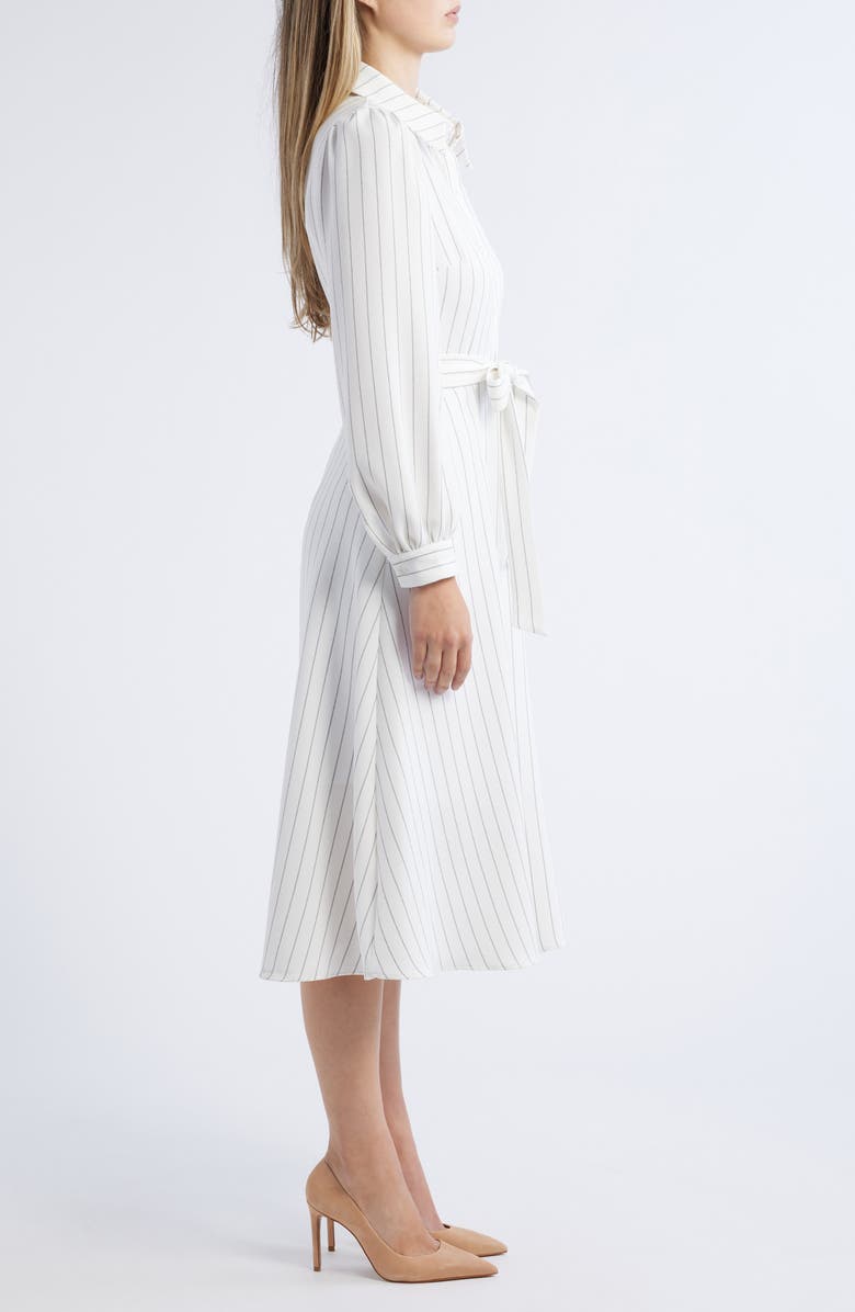 Julia Jordan Pinstripe Long Sleeve Midi Shirtdress, Alternate, color, Ivory