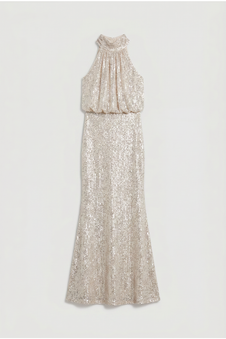 Sequin Bridesmaid Maxi Dress, Alternate, color, Champagne