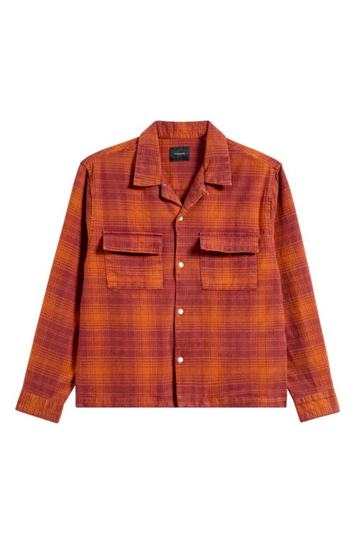 PACSUN PACSUN PLAID CROP LONG SLEEVE FLANNEL CAMP SHIRT