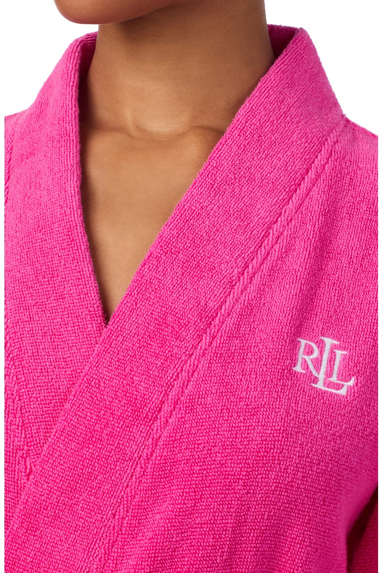 Greenwich Cotton Terry Robe, Alternate, color, HOT PINK