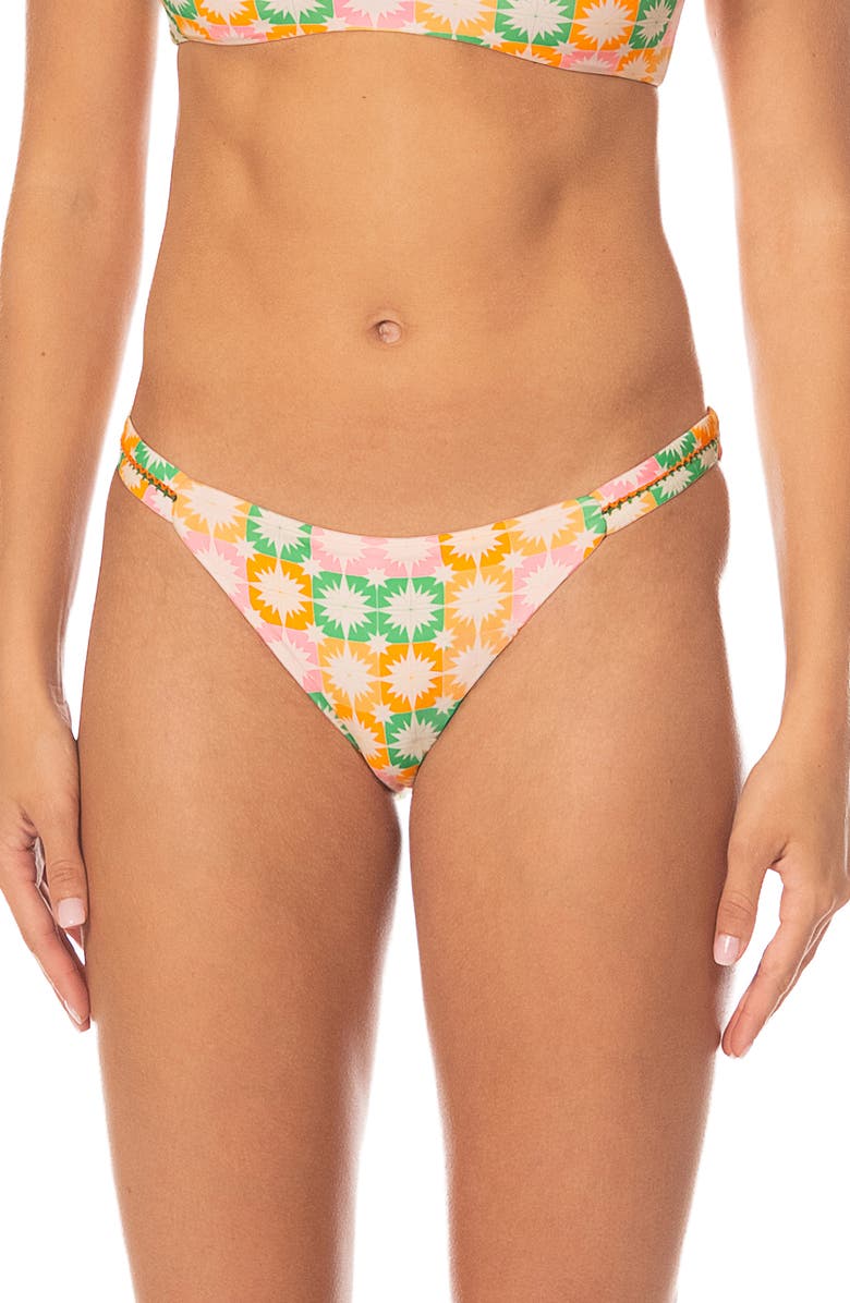 Maaji Tropical Tiles Quinn Bikini Bottoms, Main, color, Open Green