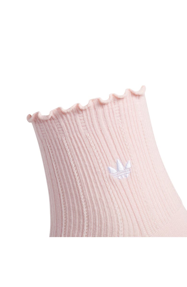 adidas Assorted 3-Pack Ruffle Rib Ankle Socks, Alternate, color, Sandy Pink/Grey/ White