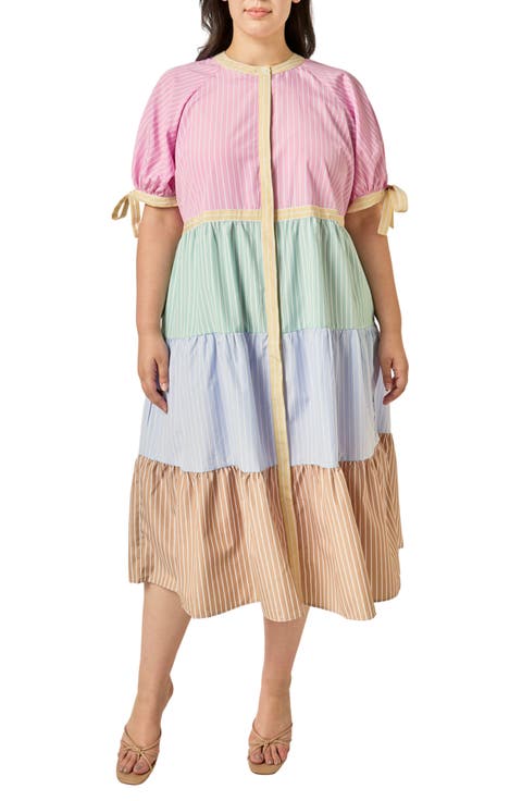 Colorblock Stripe Midi Dress